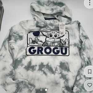 Grogu Kidcore Star Wars Fleece lined Hoodie - womens XL Blue NWT Comic Yoda